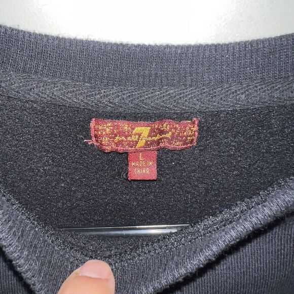 7 For All Mankind Girls: Floral Embroidered Black Pullover Sweatshirt - Picture 3 of 5